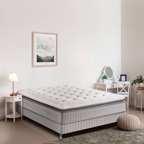 Ensemble Matelas 140x190 + Sommier - Ressort ensachés - Mémoire de forme - 29 cm - SW5 (1/4)