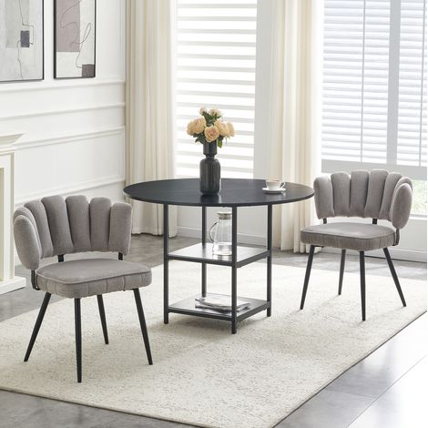 Tavolo da pranzo rotondo 107 cm in MDF e metallo nero, salvaspazio, 2 posti FloraGrace (1/5)