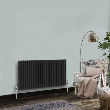 Traditional Vintage Cast Iron Style Radiator Black 2 Column 600 x 1190mm (1/5)