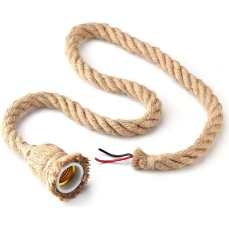 SJLERST 1m vintage corde de chanvre lampe suspension Lumière Lustre Industriel Vintage Retro Style porte ampoule de plafond pour restaurant bar cafétéria ac 85-265 V E27 (1/5)