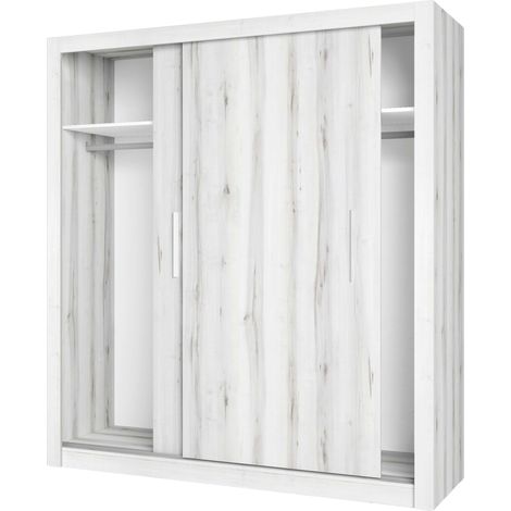 Mueble Armario para Habitación Dormitorio Sava Estilo Contemporáneo en Color Blanco Albo con 2 Puertas Correderas 182x201 cm (1/5)