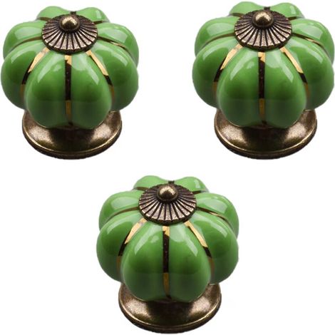 3 Pcs Boutons Vintage De Citrouille En Céramique 40x40mm(Diamètre x Hauteur) , Poignee De Meuble Antique, Boutons De Portes Tiroirs Poignée De Traction Avec Vis Pour Cuisine Placard, Commode, Armoire (1/5)