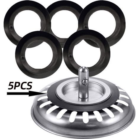 Guarnizione per lavello da cucina in 5 pezzi, guarnizione in silicone per cestelli filtro, guarnizione di ricambio in gomma per lavello, diametro esterno 54 mm, diametro interno 32 mm, guarnizione per (1/5)