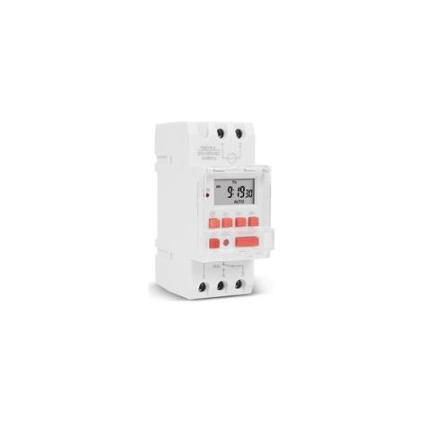 Programmateur numérique pour chauffe-eau électrique 30 A – Affichage LCD – Programmation 16 cycles ON/OFF – Rail DIN 35 mm – Tension 220-240 V