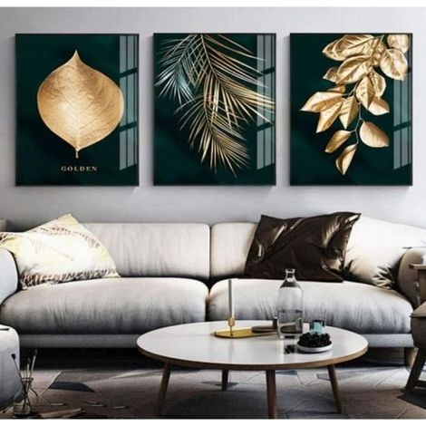 Affiche - Moderne - Set de 3 - Art Abstrait - Plantes Tropicales - Décoration Murale 40x60cm (1/4)