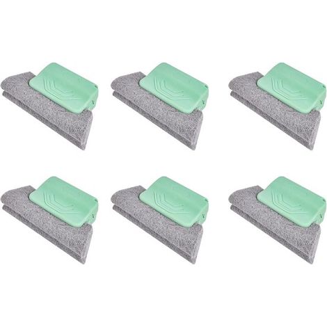 Brosse de nettoyage pour rails de fenêtre - Outil manuel pour le nettoyage des rails de fenêtre - Convient aux fenêtres, portes coulissantes, appuis de fenêtre, joints de carrelage et stores - Vert - (1/5)