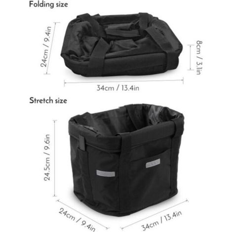 Panier de vélo pliable, panier de guidon de vélo amovible, porte-panier en toile avant de vélo, chariot pour animaux de compagnie (1/4)