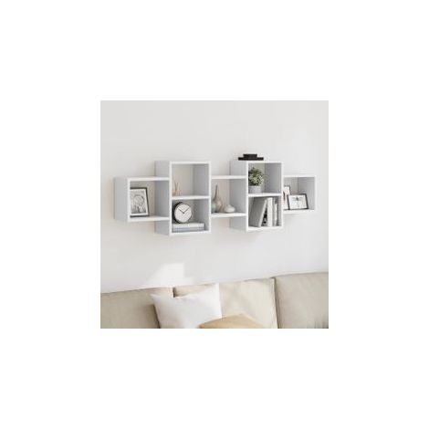 Étagère murale blanc 129x18x42 bois d'ingénierie (1/5)