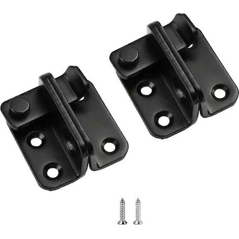 Lot de 2 loquets de porte extérieure, loquet de porte coulissante, verrou de sécurité en acier inoxydable, loquet à boucle noir pour porte ouverte à gauche (1/5)