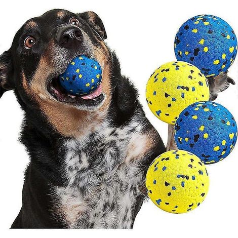 Paquete de 4 pelotas de tenis para perros, juguete masticable duradero para perros que mastican con fuerza, pelotas para buscar en el agua para perros grandes, medianos, pequeños y cachorros. (1/5)