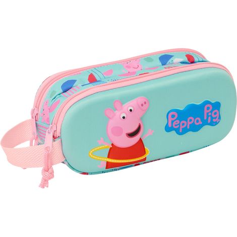 Trousse doppia 3D Safta Peppa Pig per bambini in età scolare, confortevole e versatile, qualità e resistenza, 21 x 6 x 8 cm (1/3)