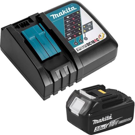 Makita – PackLXT 1x BL1830B (18V 3.0Ah) avec chargeur rapide DC18RC – Batterie Li-ion 3.0Ah – Tension 18V – SKU 191A244 (1/10)