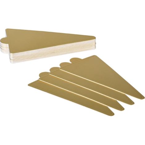 Ensemble de 100 présentoirs à gâteaux triangulaires robustes, recouverts de papier doré (1/4)