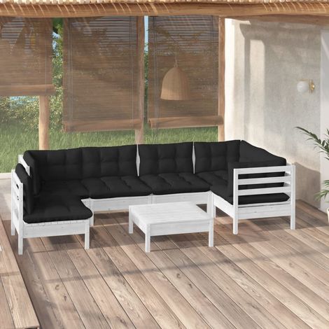 7-tlg. Garten-Lounge-Set mit Kissen Weiß Kiefernholz vidaXL (1/5)