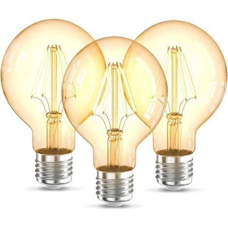 Lot De 3 Ampoules Led Edison Vintage G80 I E27, 4w, Blanc Chaud 2200k, Intensité Lumineuse 320lm, Ampoule Rétro À Filament (1/3)