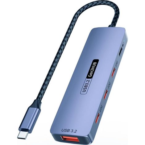 Hub USB C 3.2 Hub USB Type-C 3.2 10 Gbit/s haute vitesse PD100 W Chargement USB Type-C 3.2 Adaptateur répartiteur pour ordinateur portable, téléphone PC (1/5)