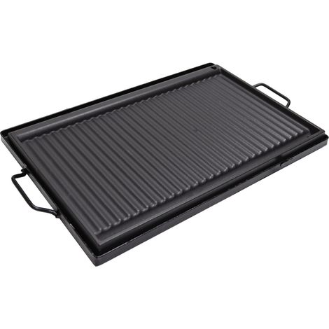 Bistecchiera in ghisa smaltata casa cucina barbecue con telaio manici 59,5x38 cm (1/3)