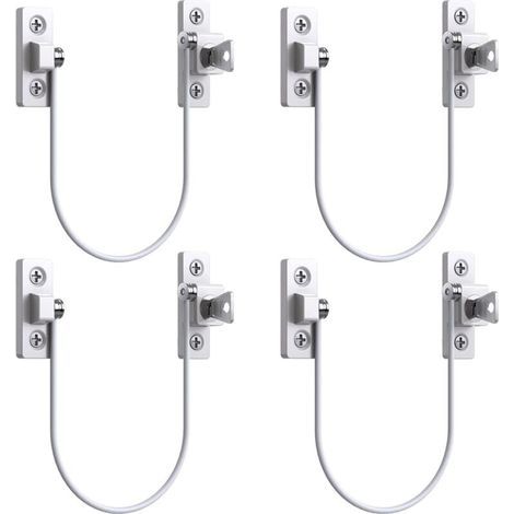 4pcs Entrebâilleur Fenêtre Porte Restricteur de Porte de Fenêtre Verrou Fenetre UPVC Verrouillage de Limite Verrou de Sécurité Câble Serrure de Limite Avec Clé et Vis (1/5)
