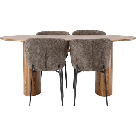 Isolde Essgruppe Esstisch Natur 4 Stühle Bouclé braun. (1/2)