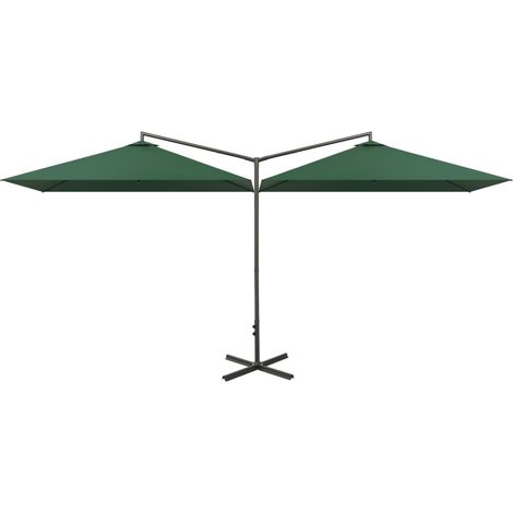 Maison Exclusive - Ombrellone Doppio con Palo in Acciaio Verde 600x300 cm