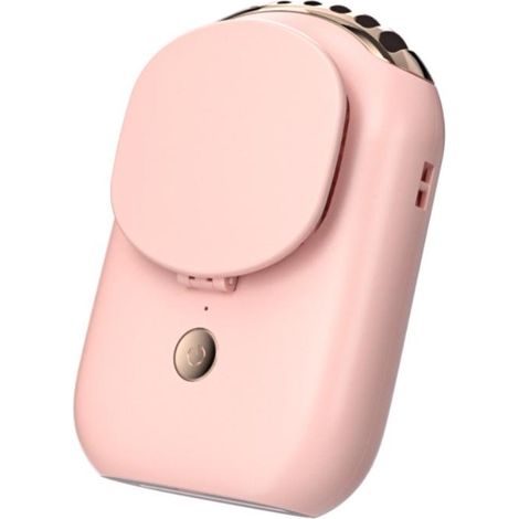 Ventilateur de cou silencieux avec miroir de maquillage, rechargeable USB, 3 vitesses réglables, portable pour marche, pêche, fitness.