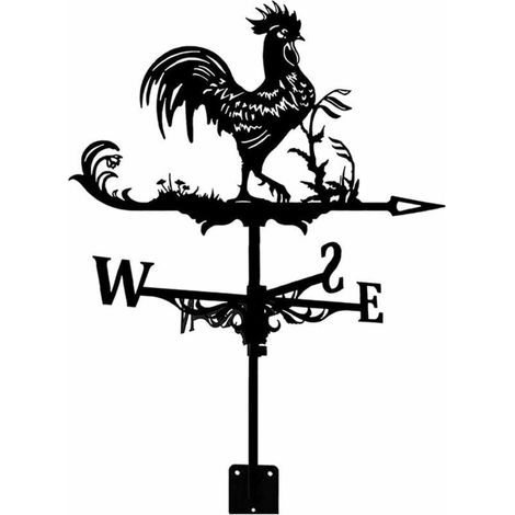 Girouette de Jardin Extérieur en Forme de Coq en Métal Style Rétro - Indicateur de Direction du Vent - Cadeau pour Jardin ou Cour de Ferme en Plein Air - Superma, Noir-autres (1/5)