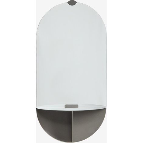 SKLUM Ovaler Wandspiegel 30x60 cm mit Regal aus Nubino-Stahl Grau Granit