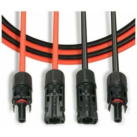 Câble Extension Panneau Solaire MC4 14AWG 3m, Paire Rouge et Noir, Connecteurs Étanches pour Système Photovoltaïque