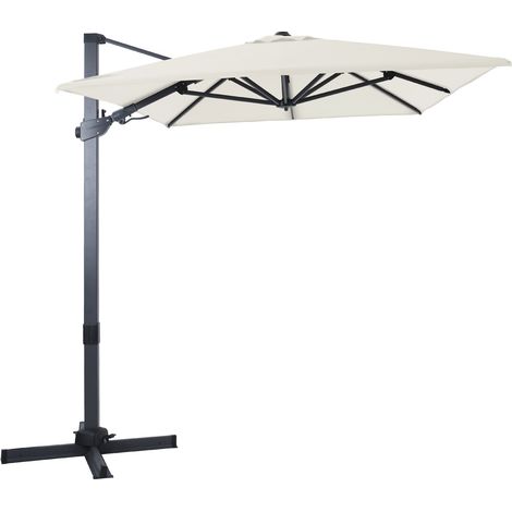 Axi Milad Premium Parasol Déporté Gris/Beige - Rectangulaire 200X300Cm -Structure Aluminium - Rotation 360 - Inclinable - Résistant Aux Uv