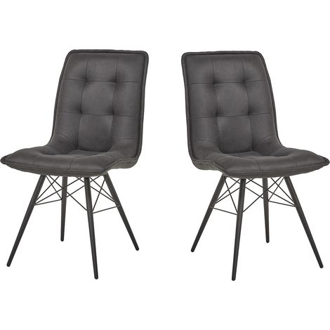 Chaise de salle à manger moderne en tissu anthracite (lot de 2) Armenie (1/5)