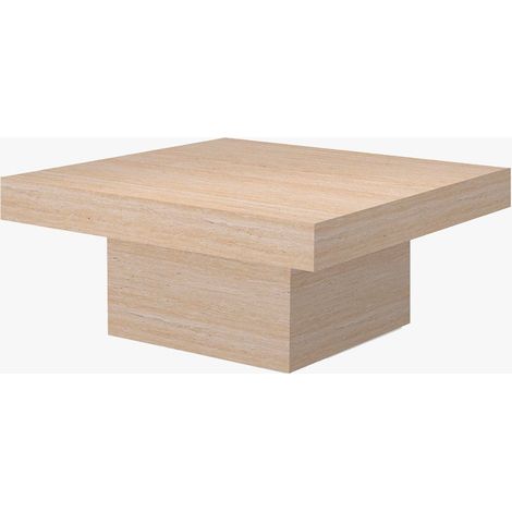 KAYZA Table basse carrée en marbre d'ingénierie couleur travertin (1/5)