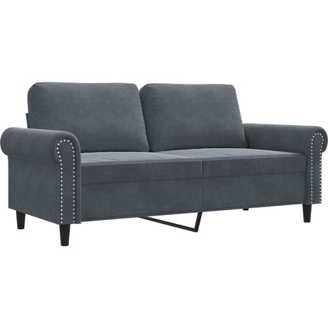 Canapé à 2 places,Sofa pour Salon,Banquette Gris foncé 140 cm Velours CFW572952