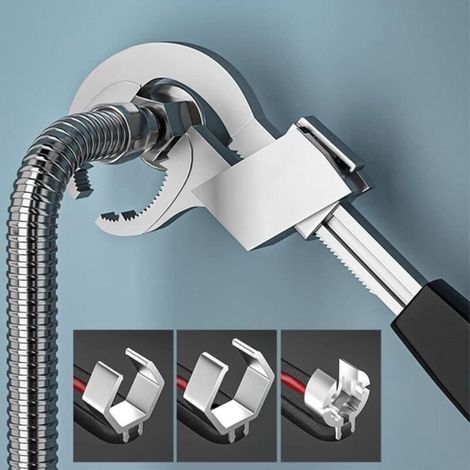 Adjustable 4-in-1 Multifunctional Double-Ended Faucet Wrench with 3 Card Slots, Universal Plumbing Tools[-288] (1/4)