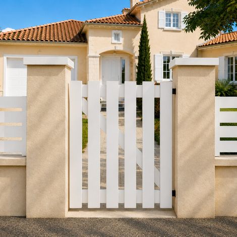 Portillon battant manuel PVC blanc SOULAC L 100 x H 115 - Verrou intérieur droite (1/5)