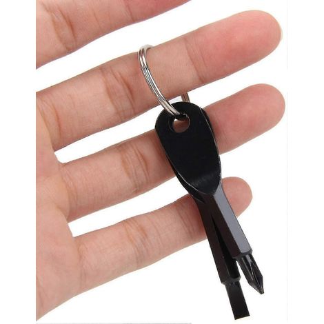 Mini tournevis porte-clés portable, lot de 2, noir (1/4)