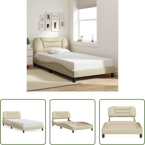 Kopfteil -  Bettgestell ohne Matratze "Hvar" Creme 100x200 cm Stoff (1/5)