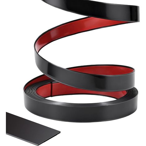 15 M x 2 cm Moulure Décorative Autoadhésive, Noir Moulure Adhesive Decorative Murale, Baguette de Finition PVC pour Murs, Portes, Fenêtres, Moulure Miroir, Plafonds, Carrelage - Esthétique, Durable (1/5)