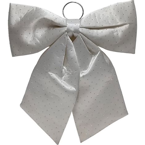 Fiocco in tessuto color argento con diamanti decorazione natalizia da appendere -34 cm