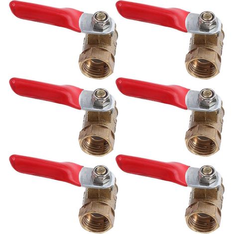 Lot de 6 mini vannes à bille en cuivre : vanne d'arrêt pour tuyaux d'eau et contrôle de chauffe-eau - Interrupteur pneumatique en cuivre pour tuyau d'arrosage 1/4 pouce (1/3)