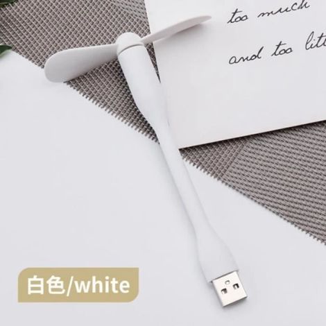 Ventilateur USB - Pliable - Flexible - Pour Ordinateur Portable Et Batterie Externe - Blanc - 1 Pièce