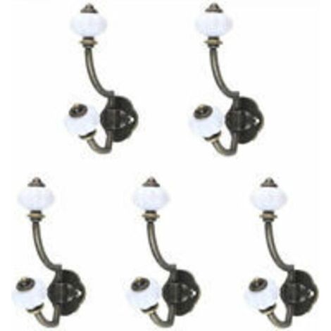 Retro bronze ceramic coat hooks, 5 pieces Pastoral style wall hooks Hat hooks Door hooks (1/5)