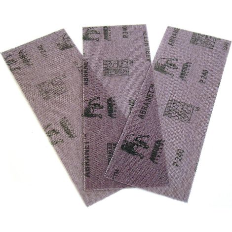 Mirka – Feuille abrasive maillée 80x230 mm P120 – Lot de 10 unités – Pour ponçage bois dur et teck – Fixation auto-agrippante
