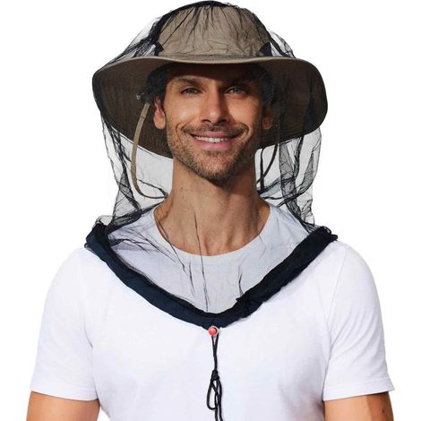 Head Mosquito Net - Polyester Ultra-Fine Mesh Hood - For Hiking Camping Fishing Beekeeping - One Size Fits Most - 1 Piece (1/5)