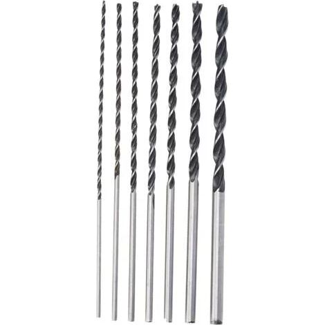Forets Extra longs X à 7 pièces 4MM 5MM 6MM 7MM 8MM 10MM 12MM 300MM 1V bois argent (1/4)