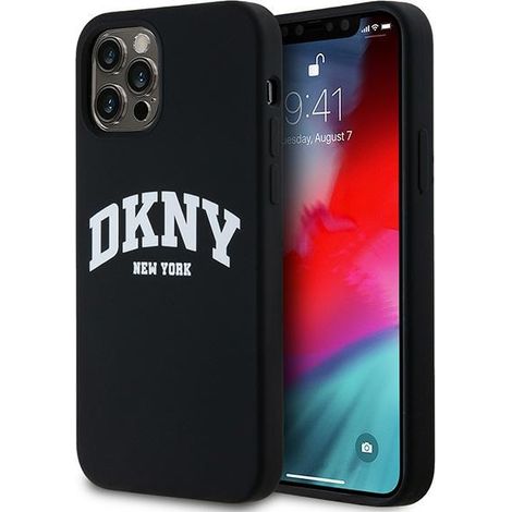Coque MagSafe en silicone liquide DKNY noire pour iPhone 12 (1/5)