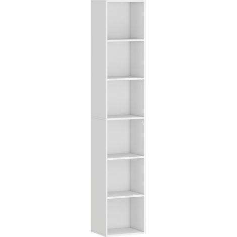 Libreria 30x24x159 cm a 6 Ripiani Scaffale Autoportante per Soggiorno in Laminato Bianco (1/5)