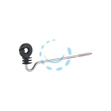 ISOLATORE ELETTRORECINZIONE AD ANELLO CON VITE LUNGA PER LEGNO - vite zincata mm.220