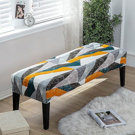 Elastischer Essbankbezug, abnehmbarer Staubschutzbezug für Wohnzimmer, Schlafzimmer, Küche, waschbarer Sitzschutz mit Aufdruck