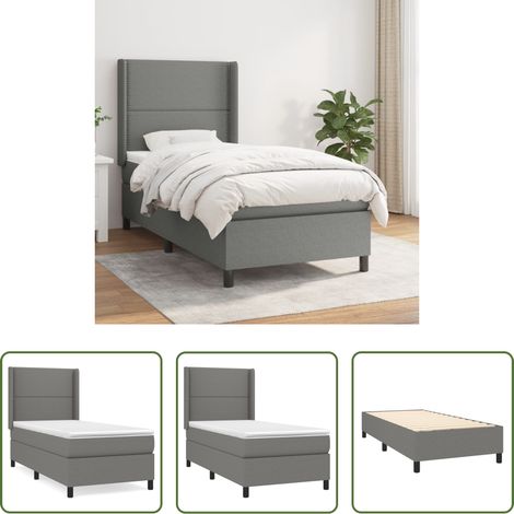 vidaXL Matelas à ressorts ensachés -  Sommier à lattes de lit avec matelas Gris foncé 100x200cm Tissu (1/5)