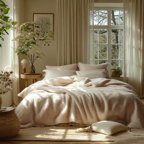 Parure de lit en coton éponge épaisse 200x220 cm, couleur beige (1/5)